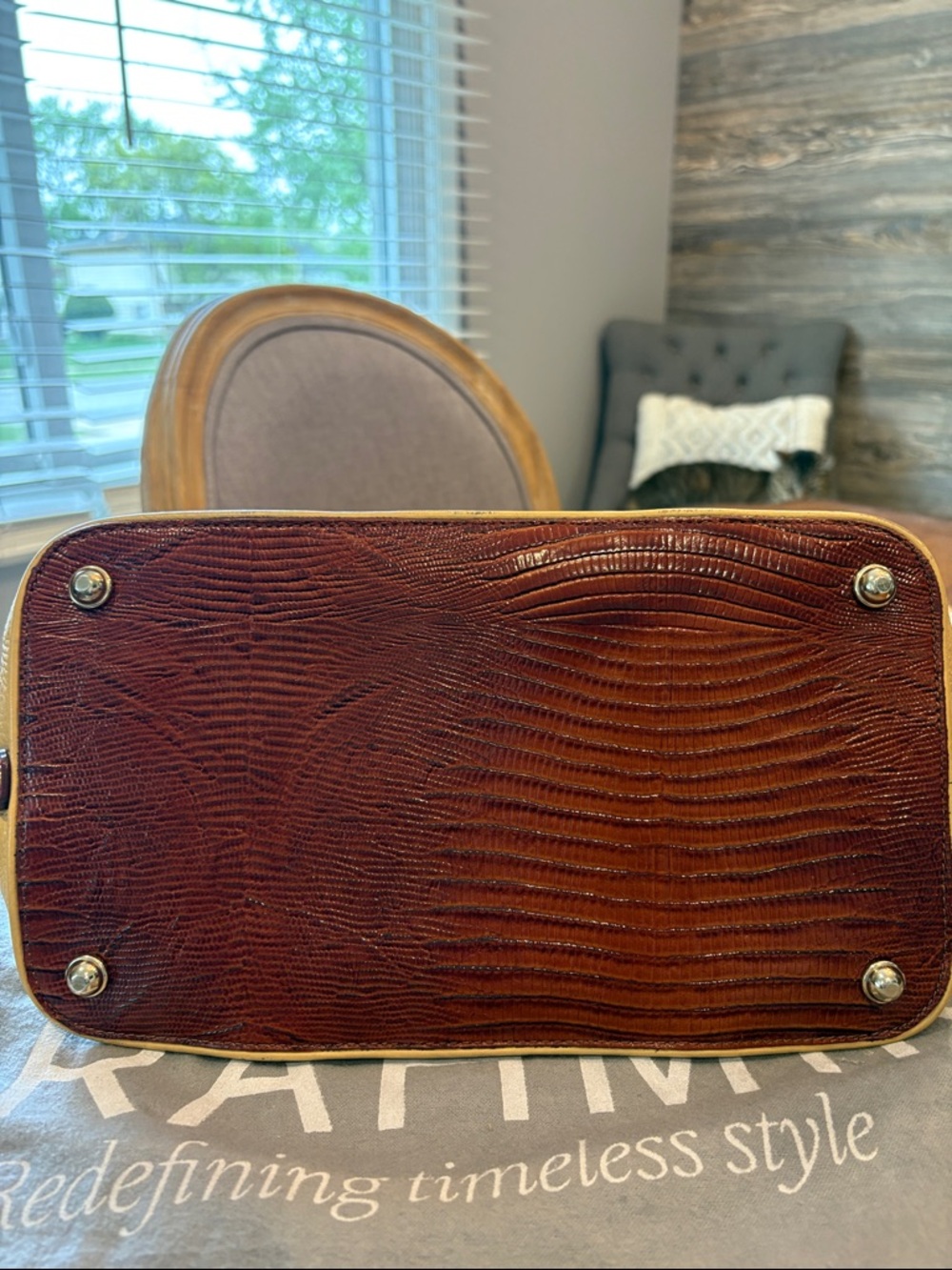Brahmin Yellow, Orange & Brown Satchel - Picture 6 of 12
